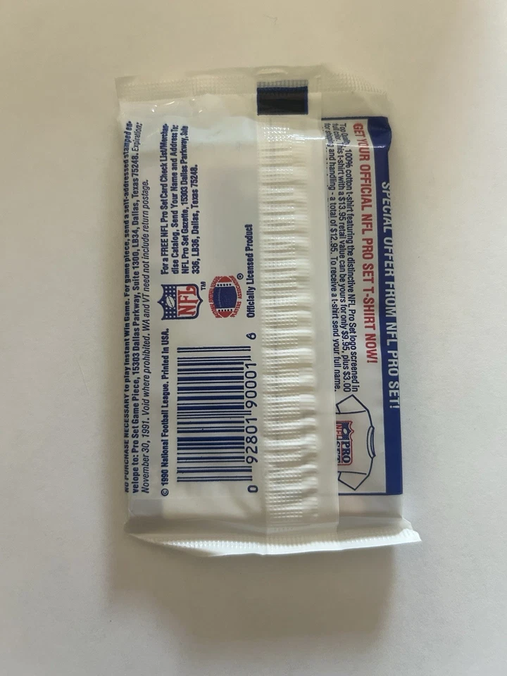 1990 Pro Set Football Series 1 (1) Un-opened Factory Sealed Pack. - Image 2 of 2