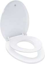 Elongated Toilet Seat with Toddler Seat Built In Soft Close, Slow Close Family