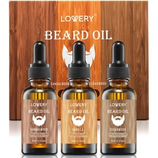 Beard Oil for Men – Sandalwood, Vanilla & Cedarwood Natural Mens Beard Oil Kit w