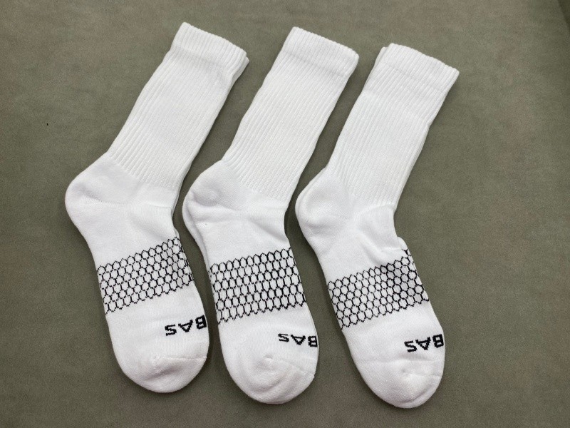 3 Pairs Bombas Men All-Purpose Performance Size M White Calf Sock