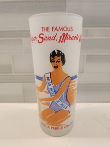 Vintage Famous Sugar Sand Miss Miracle Mile Traverse City Michigan Glass Cup