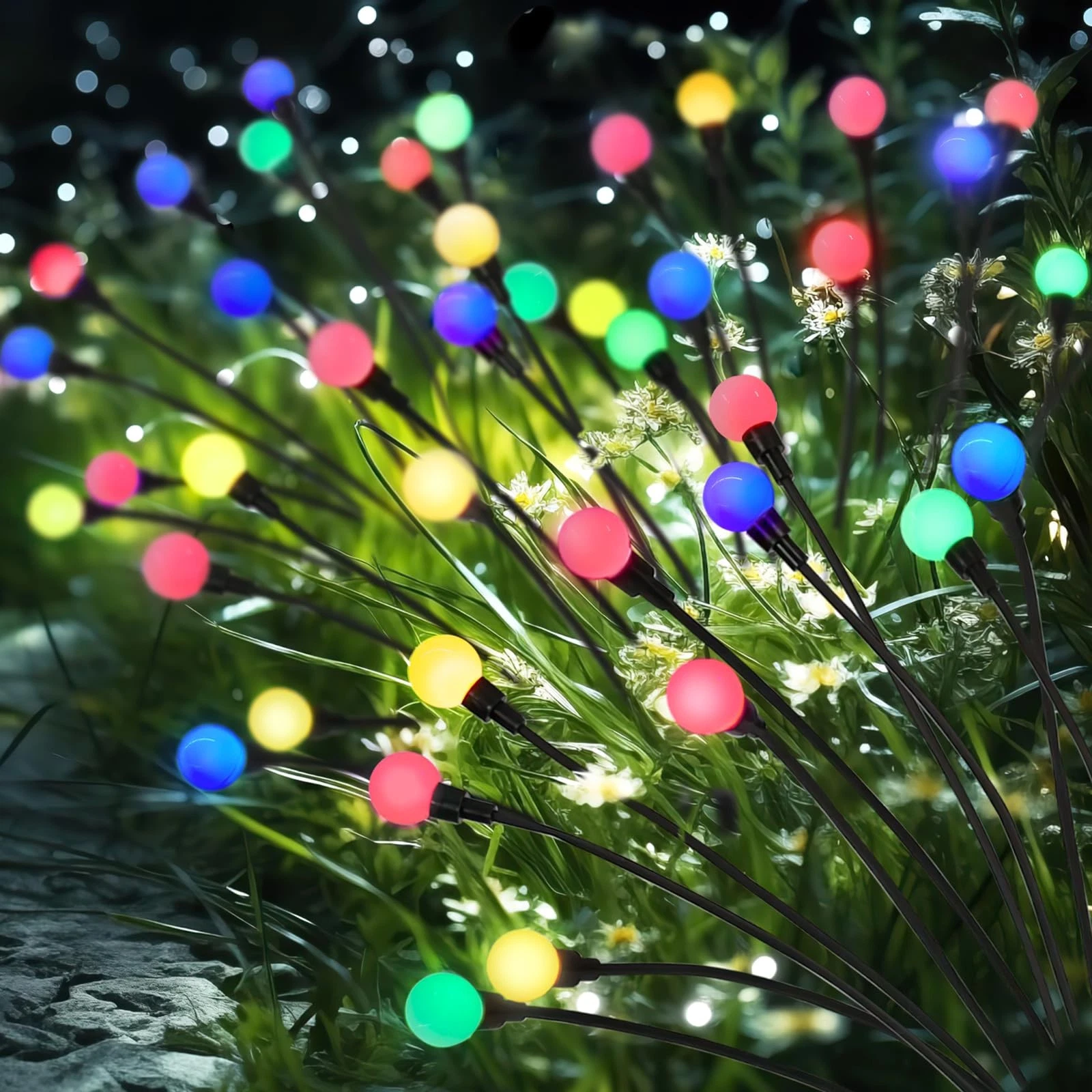 Firefly Garden Decor Lights, 32 LEDs Firefly Solar Light Outdoor Waterproof, ...