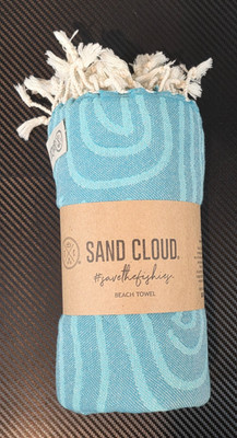 Sand Cloud Swirl Turtle Organic Cotton Beach Towel Turquoise Size 37'' x 67''