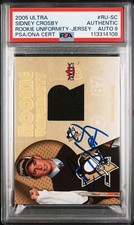 Sidney Crosby 2005-06 Fleer Ultra Rookie Uniformity Jersey Patch RC PSA 9 AUTO