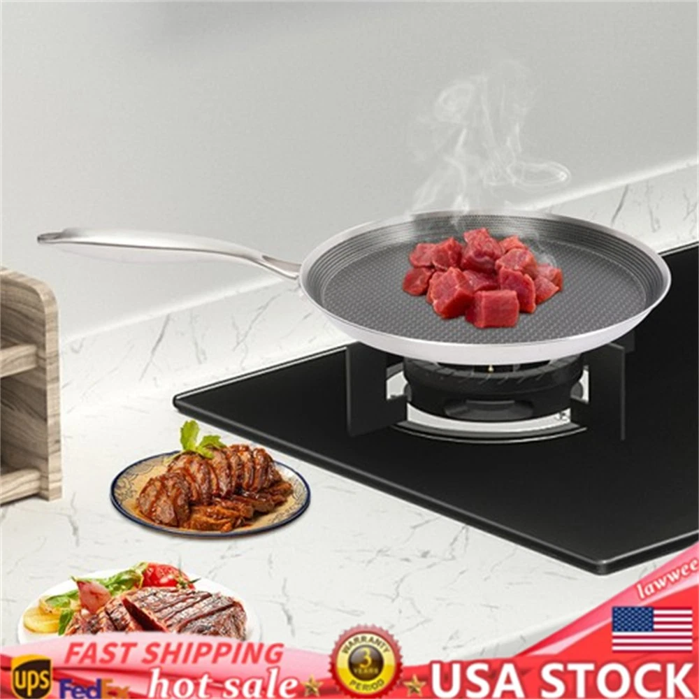 11in Stainless Steel Crepe Pan Pancake Pan Non Stick Cooking Pan For Kitchen