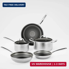 Stainless Steel Nonstick Pots and Pans Set (7 Pcs), PFOA Free, Induction Compati