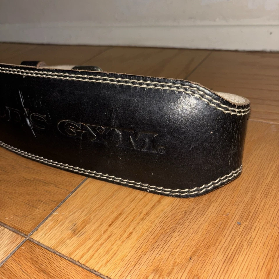 Cinturón trasero de levantamiento de pesas Gold’s Gym talla S/M negro cuero partido espuma acolchado ADJ Foto 3 de 4