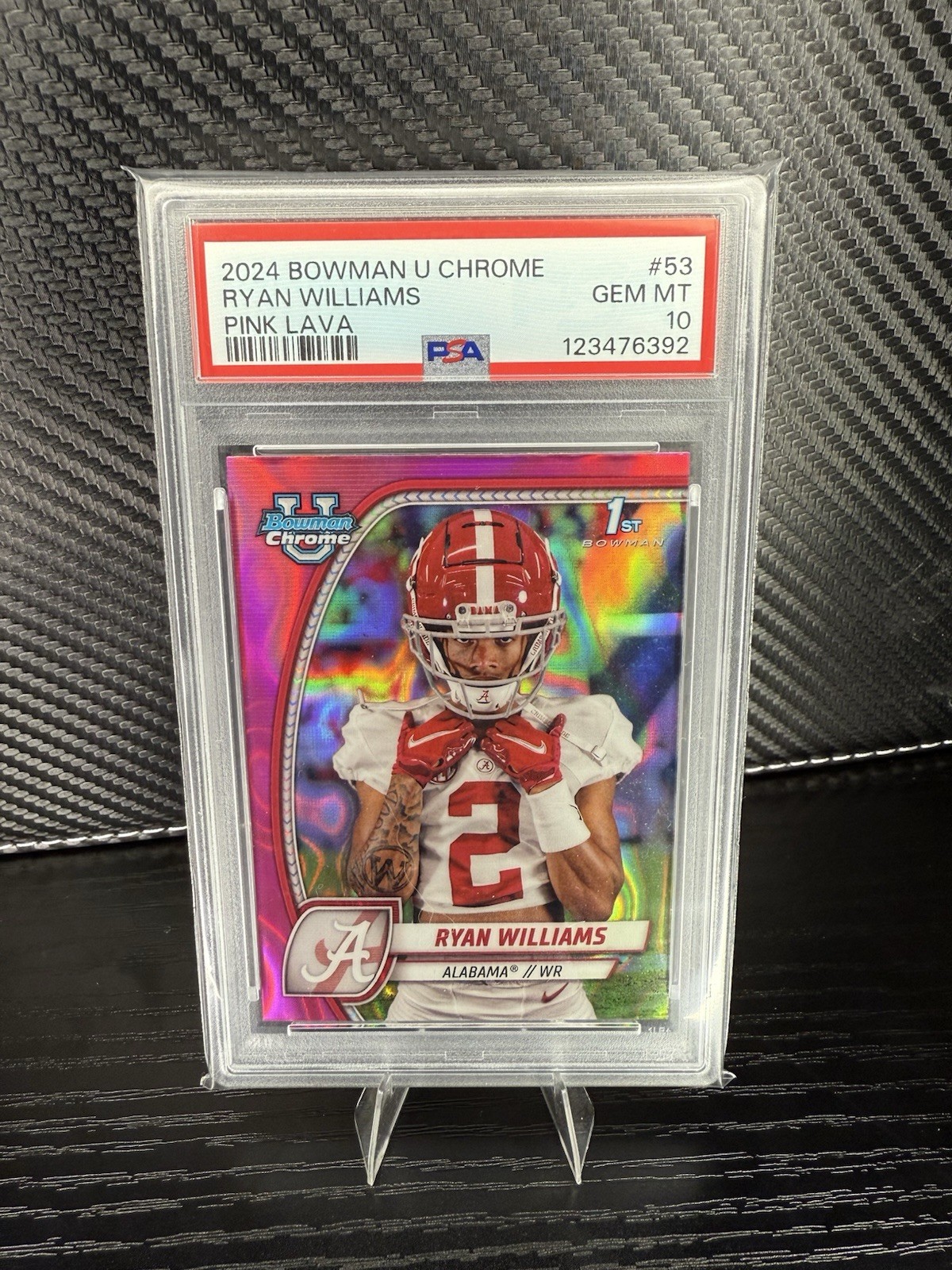 2024 Bowman University Chrome- Ryan Williams #53 Pink Lava Refractor (RC) PSA 10