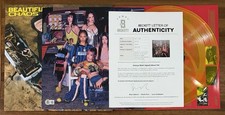 Katseye SIGNED Beautiful Chaos Card & Yellow Vinyl LP Beckett BAS COA Autograph