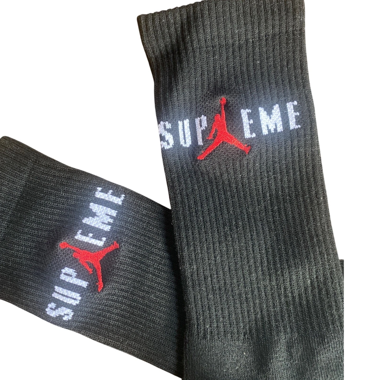 Supreme X Jordan Crew Socks, Men’s 7-12 Large, Black, 1 Single Pair, Jumpman AJ
Opens in a new windo