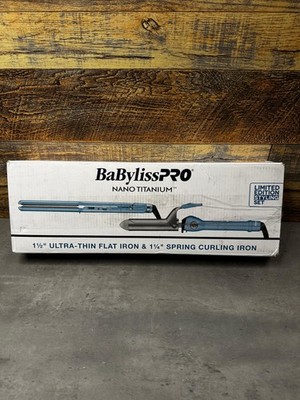 BaByliss PRO Nano Titanium 1 1/2 Ultra-Thin Flat & 1 1/4 Curling Iron - NEW