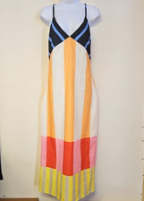 Unbranded Colorful Contrast Striped Maxi Dress Size S Vacation Cruise Beachy