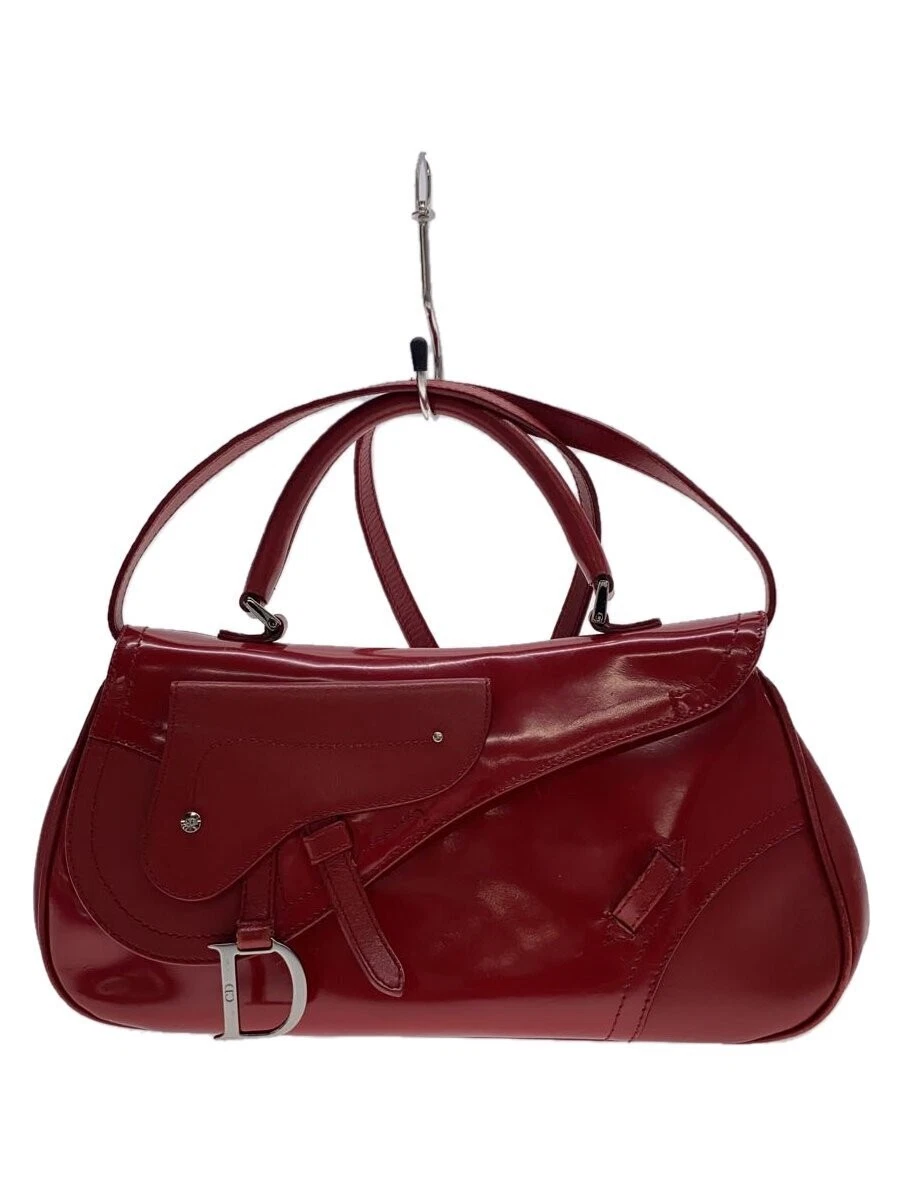 Sacoche selle cuir Christian Dior/sac à main bandoulière 2 voies/cuir/rouge//