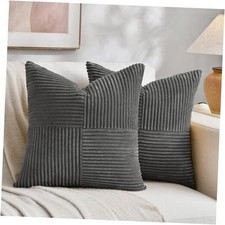 2 Packs Decorative Throw Pillow Covers 18x18 18" x 18" Pack of 2 Dark Gray