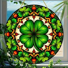 Vibrant Green Clover Acrylic Suncatcher St. Patrick's Day Window Ornament Gift