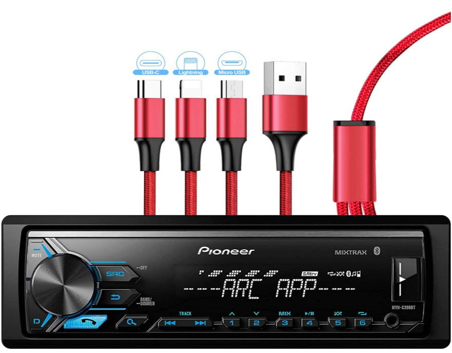 Pioneer MVH-X390BT Car Stereo Bundle with Bluetooth and 3-in