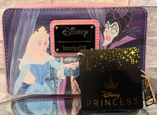 NWT Women's DISNEY LOUNGEFLY Sleeping Beauty Princess Scene Zip Around Wallet