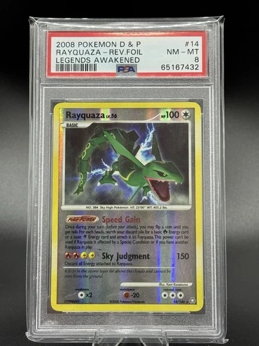 PSA 8 - Rayquaza - 14/146 - 2008 Legends Awakened - Reverse Holo - Pokemon TCG