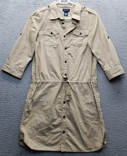Ralph Lauren Shirt Dress Womens Brown Tie Waist Roll Tab Sleeve Button Front