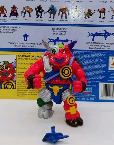 Vintage 1991 Groundchuck Teenage Mutant Ninja Turtles Playmate Profile Card TMNT