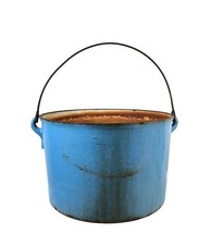 Cast Iron Gate Mark Pot Primitive Enamel Granite 11 x 7"  Antique Blue