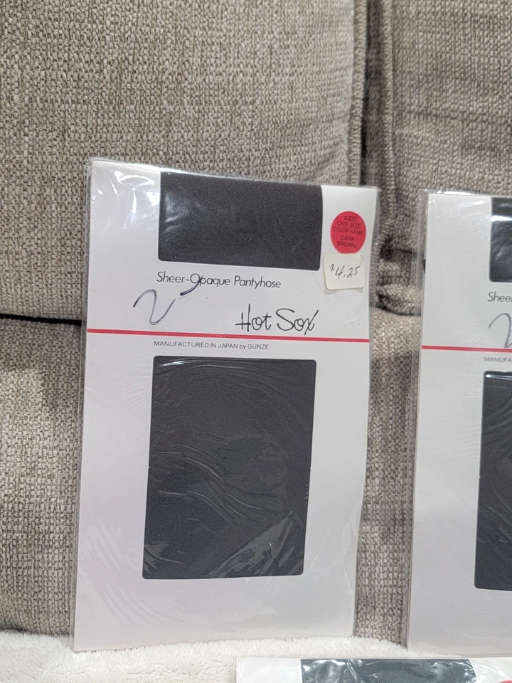 Lote De 3 Pantimedias Hot Sox Transparente-Opacas Marrón Oscuro Y Gris Talla Única 1983 GUNZE Foto 2 de 4