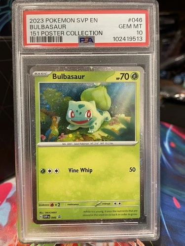 2023 Pokémon EN-151 Bulbasaur #046 Poster Collection PSA 10 with Swirl