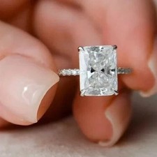 3Ct Radiant-Cut VS1 Lab Grown Diamond Solitaire Engagement Ring 14k White Gold