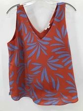 Pre-Owned Loft Orange Size Small Printed Tank Top