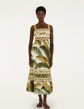 Farm Rio Sand Trancoso Wavy Trim Maxi Dress