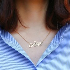 Personalized Two Name Necklace Customized Custom Text Chain Jewelry Gift
