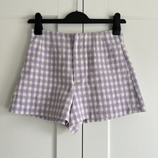 Pantaloncini Zara gingham taglia xs bianco lilla mini hotpant tuta sartoriale corta
