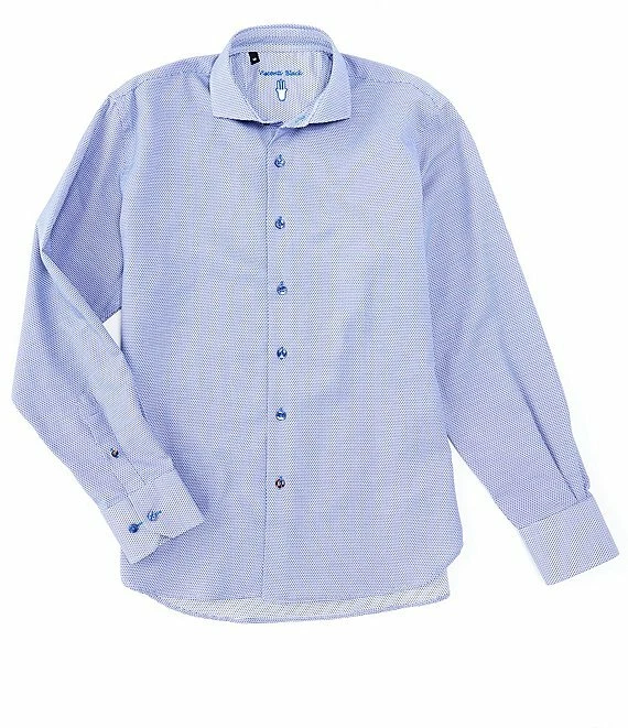 Luchiano Visconti Long Sleeve Casual Shirt Mens M Blue White Jacquard NWT