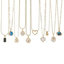 10 Piece/set Gold Plated Stainless Steel Necklace Set for Women Fashion Love ...