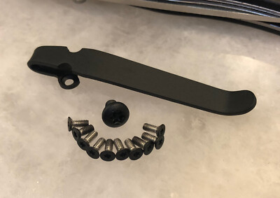 Black Titanium Deep Pocket Clip & Stainless Screws Set For Ontario Rat 2 Knife