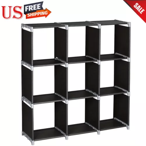 Multifunctional Assembled 3 Tiers 9 Compartments Storage Shelf Black - Picture 2 of 9