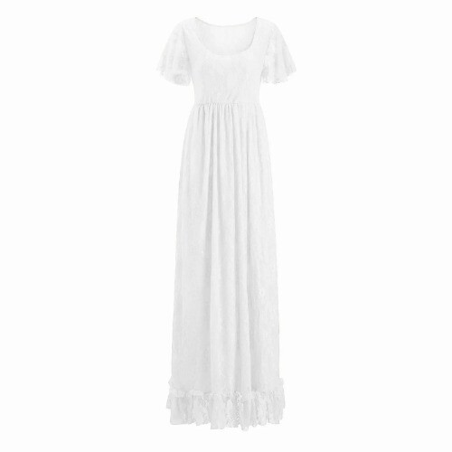 Lace Dress Women's Pregnancy Ruffles Short Sleeved LongDress ElegantPhotography - Picture 13 of 26