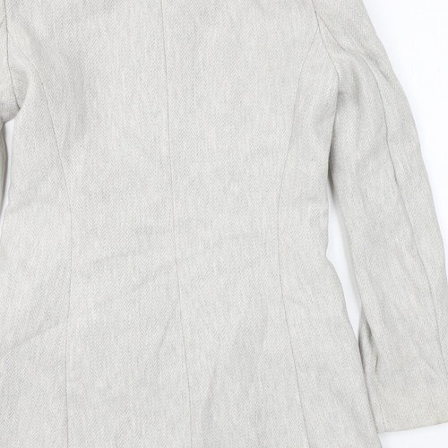 Zara Womens Grey Herringbone Overcoat Coat Size L Zip - Picture 4 of 10