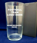 Personalised Engraved Straight Pint Glass With Your Football Team Logo & Name