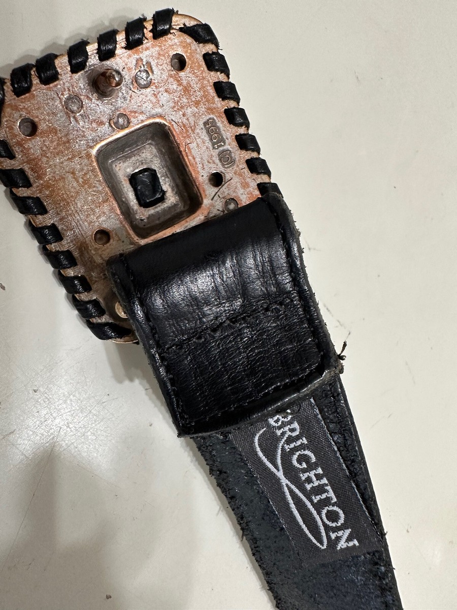 Vintage Brighton Black Leather Belt With Silver Medallions  display picture 1