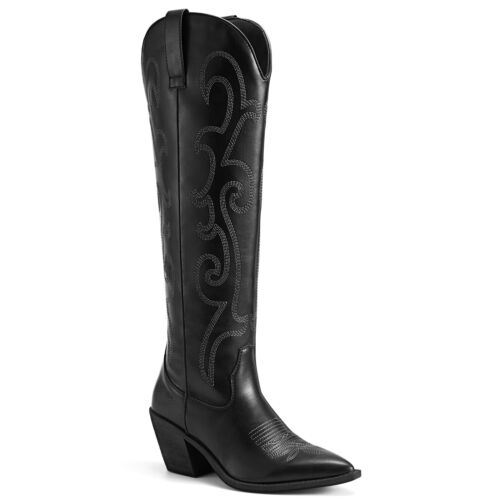 Rollda Women Rodeo Western Boots Side Zipper Embroidery Cowboy Cowgirl Tall Boot - Picture 25 of 62