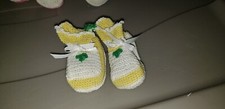 Handmade Crocheted Baby Booties Yellow  White