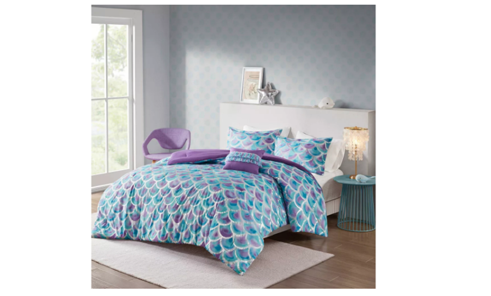Mizone MZ100612 Daphne Metallic Printed Reversible Comforter Set Full