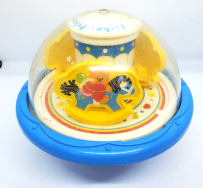 VINTAGE Fisher Price Roly Poly Chime Ball USED TESTED TOY Bears on Horses Theme eBay