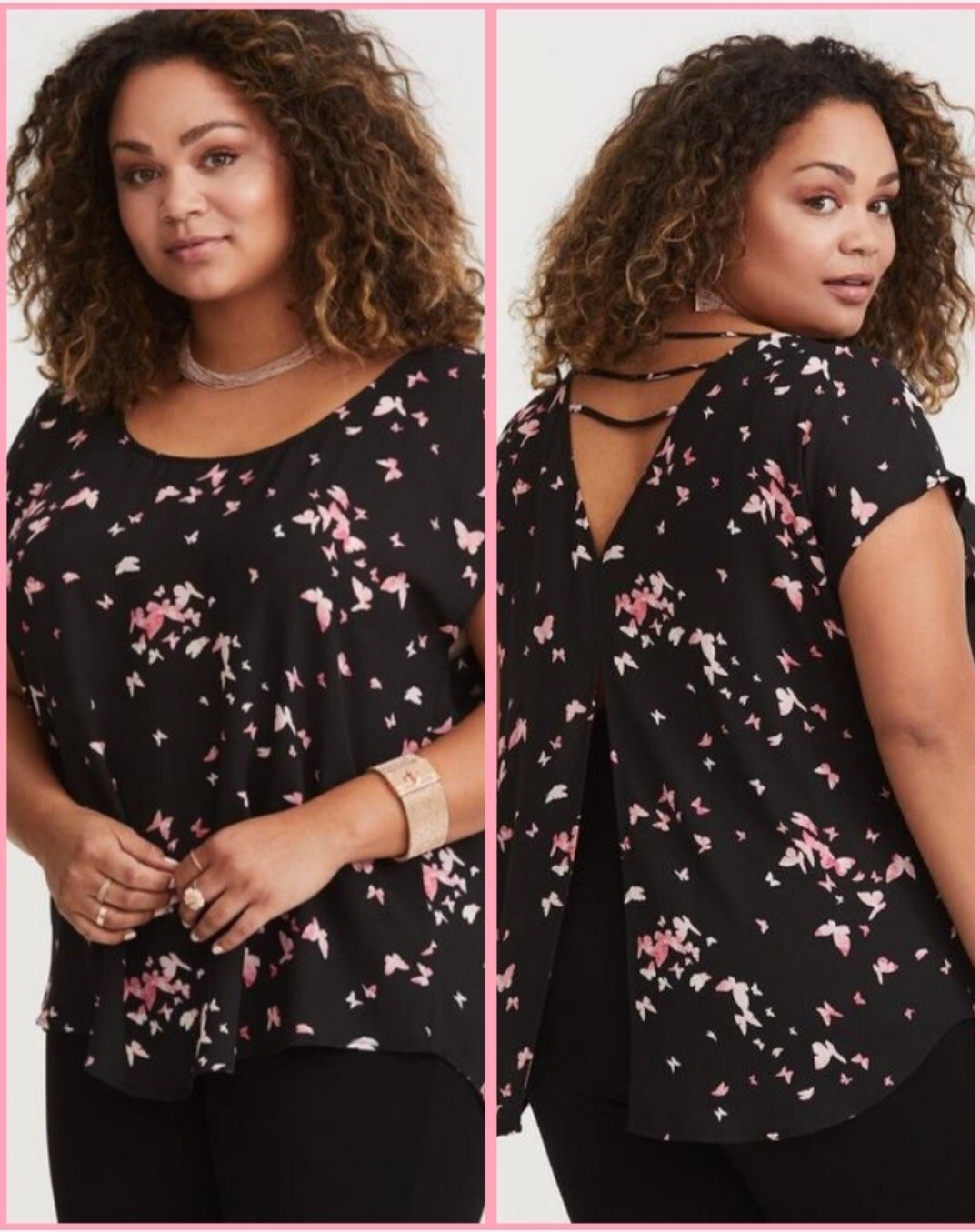 Torrid 5 Georgette Strappy  Split Back Blouse Sz.… - image 1