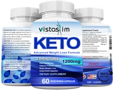 KETO BHB 1200mg 60 Veggie Caps. PURE Ketone FAT BURNER Weight Loss by VistaSlim 