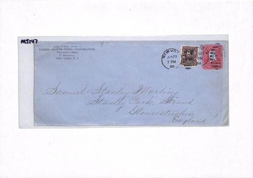 USA TRANSATLANTIC Cover NYC Stationery 1903 Stroud US STEEL CORPORATION MJ147 - Picture 12 of 13