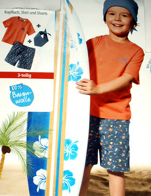 3tlg.Jungen SOMMERSET süße Kombination aus Shirt+Shorts+Kopftuch Gr.86/92 NEU