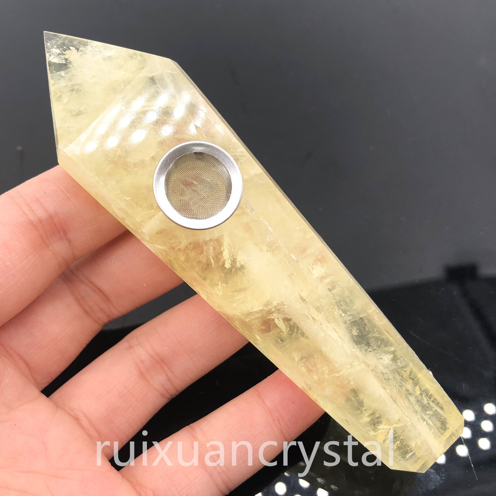 1pc Natural Citrine smoking pipe quartz crystal wand point healing