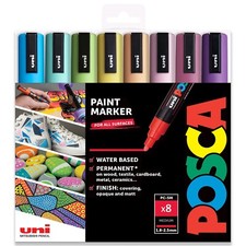 POSCA PC-5M Paint Marker Art Pens 1.8-2.5mm Spring Tones 8 Pens Gift Box